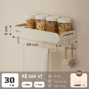 Kệ đựng gia vị treo tường thép carbon chống gỉ giá đựng gia vị nhiều kích cỡ dán tường siêu chắc