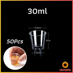 Cozy 50ml/30ml แก้วน้ําพลาสติกใส ขนาดเล็ก แบบใช้แล้วทิ้ง 50 ชิ้น แก้วเปค Plastic cup
