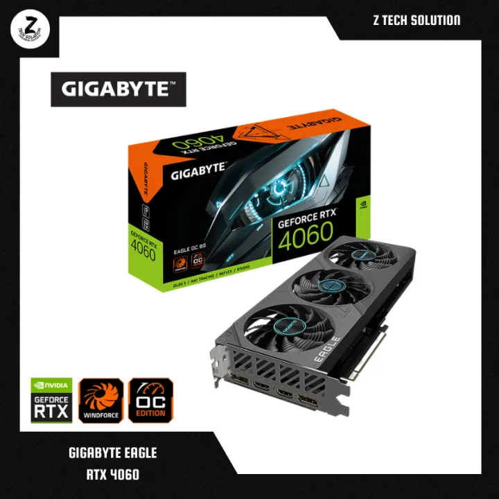 Gigabyte GeForce RTX 4060 EAGLE OC 8GB GDDR6 128bit Graphic Card ( GV-N4060EAGLE OC-8GD )