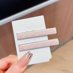 Jepit Rambut Wanita 2 Pcs Pink Silver Aksesoris Korea Model Gelombang Lucu Jepit Rambut Kekinian Handmade Jepit Rambut Simple Hair Clips