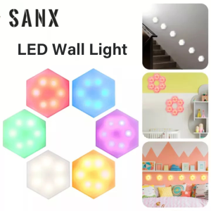SANX LED Hexagonal Lamp Décor Wall Lamp Touch Sensitive Night Light Remote Controll Dimmable Timing Smart Light DIY Quantum Changing Wall Light