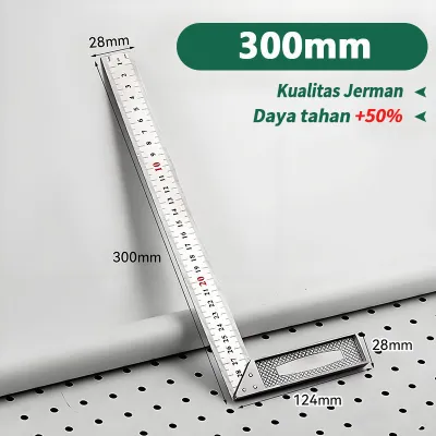 Monake German Penggaris Siku L 20-60CM Steel Angle Ruler Tukan Steel Square Try Square Right-angle Ruler