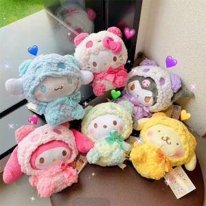 Kawaii Sanrio Keychain Kuromi Keyring Doll Plush Cinnamoroll Stuffed Y2K Hello Kitty Backpack Pendant My Melody Plushies Toy Kid
