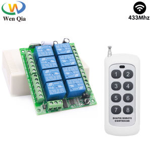 WenQia DC 12V 10A 8CH Relay Receiver Module RF 433MHz Wireless Remote Control Switch Transmitter