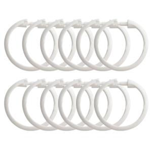 12Pcs Circular Plastic Shower Curtain O Rings Duable Drape Loop Hooks for Bathroom Gliding on Shower Rod Snap Closure