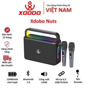 Loa karaoke bluetooth Xdobo Nuts 120W kèm 2 micro không dây hỗ trợ thẻ nhớ USB - Bảo hành chính hãng 12 tháng