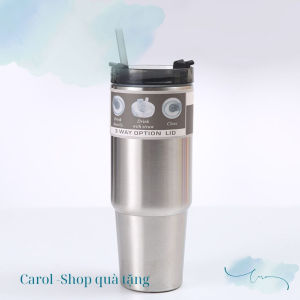 Bộ quà Ly giữ nhiệt 890ml và cây massage bằng đá cẩm thạch quà tặng cho bạn - đồng nghiệp nữ. Tặng kèm ống hút thiệp