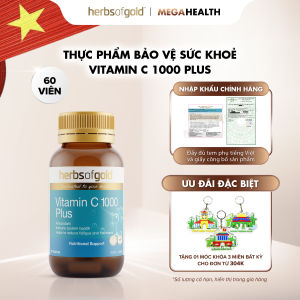 Viên Uống Vitamin C Herbs of Gold 1000 Plus – Tăng Đề Kháng & Chống Oxy Hóa – Hộp 60 Viên