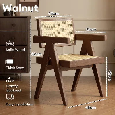 GOLD Rattan Chair Dining Chair Armchair Back Chair Natural Solid Wood Chair Home Balcony Leisure Dining Chair餐椅