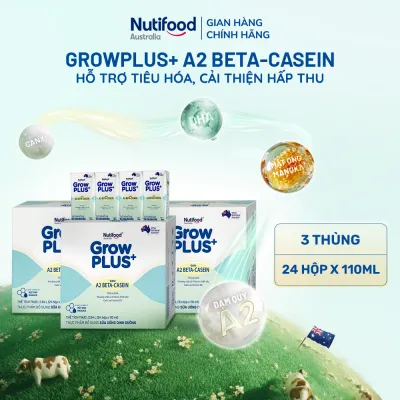 Combo 3 x Thùng 24 hộp Sữa bột pha sẵn GrowPLUS+ A2 beta-casein Hộp 110ml