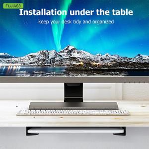 FUJIAS3 Under Table Laptop Holder Portable Notebook Storage Bracket Stand Mount Desktop Organizer With Anti-Scratch Silicone Pad