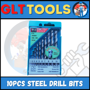Glt Steel Drill Bits 10Pcs Drill Accessories Metal Bits Bala Ng Barena Para Sa Bakal