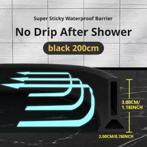 2M Self-Adhesive Silicone Water Stopper Bendable Shower Water Barrier for Bathroom Kitchen Toilet