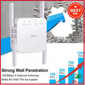 Ready Stock 24H 5Ghz WiFi Repeater Wireless Wifi Extender WiFi Booster WiFi Amplifier 2.4G 5G 1200Mbps Long Range Signal Repiter Repeater Router