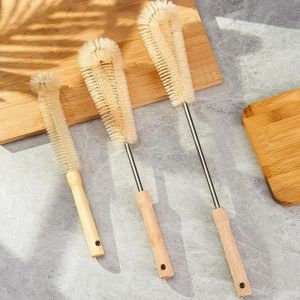 40cm Long Handle Bottle Brush Wooden Handle Tumbler Cleaning Brush Glass Cup Milk Bottle Teapot Cleaner Kitchen Tools
