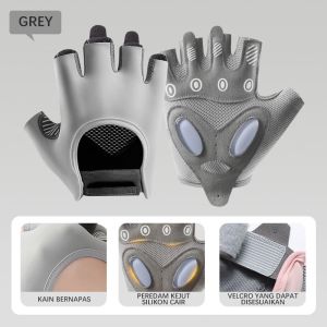 Sarung Tangan Olahraga Gym Sepeda Perlindungan Matahari non-slip Bernapas Half Finger Glove