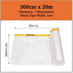🇸🇬【In Stock】Cheapest Pre-Taped Plastic Drop Sheet Roll For Dust Prevention Painting Construction HIP Dust Cover
