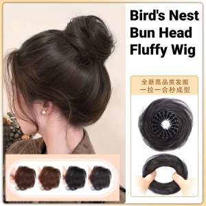 Flower Bun Head Fluffy Wig Halfball Real Hair Bag Sweet Donut Bud Wig Accessories Woven Hair Artifact