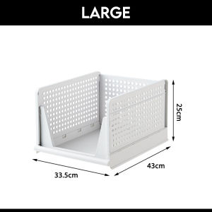 [1PC] Worthbuy Foldable Plastic Clothes Storage Basket Tuala Wardrobe Organizer Plastic Drawer Basket Bakul Pakaian