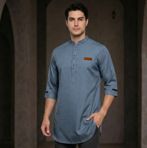 Baju Koko Pria Dewasa Kurta Pakistan Azlina Katun Madinah Lengan 3/4
