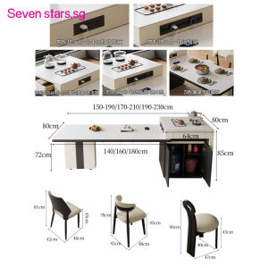 Dining Table Set Kitchen Island Extendable Dining Tables and Chairs Set Light Luxury Retractable Sintered Stone