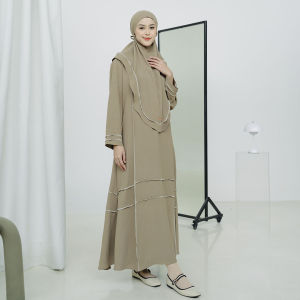 Lozy Hijab - Khansa Abaya Set (Abaya Set Bergo Syari Haji dan Umrah Bahan Crincle Premium)