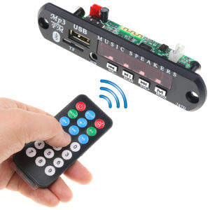 KEBIDU Wireless Bluetooth MP3 Decoder Board DC 5V-12V LED MP3 Decoding Module WMA WAV USB U Disk TF Card AUX FM Radio Player With Remote Control DIY For Car Speaker