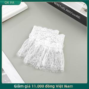 QK FA ✨ Phụ nữ giả cánh tay tay áo với ngắn tua trắng và đen xếp li Cuff đẹp ren Phụ kiện ngoài trời embellishments