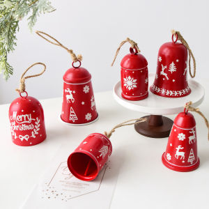 Set of 2 Wrought Iron Horn Opening Christmas Bells Bells Hand Ringing Large Bells Christmas Tree Decorative Pendant