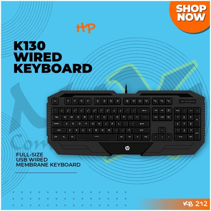 HP K130 Quiet Keys Full-size Membrane Wired Gaming Keyboard | Lazada ...