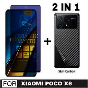 Promo Paket 2 in 1 Anti Gores Layar Ceramic Matte Xiaomi Redmi A3 / Poco X6 5G / Poco X6 Pro 5G / Poco M6 Pro 4G 2024 Anti Blue Light Radiasi + Garskin Carbon Transparent