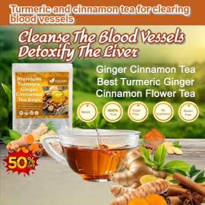 ⚡BUY 1 FREE 1⚡Cleanse The Blood Vessels/Detoxify The Liver[Turmeric Cinnamon Tea]Herbal Cinnamon Ginger Tea Bags ginger and cinamon tea cinnamon herbal tea organic for Blood Vessel Detox and Improved Circulation