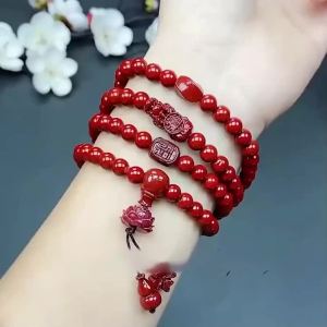 Sandalwood Buddhism 108 Beads Bracelet lotus Buddha Beads Vermilion Bracelet[Kaiguang transfer ]