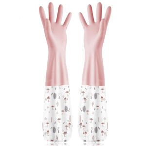 ถุงมือล้างจาน ถุงมือทำความสะอาด ถุงมือยาง ทำความสะอาด 1คู่ ถุงมือยาวยืดหยุ่นกันน้ำ ถุงมือล้างจานทำความสะอาด ถุงมือปลายจั้ม ถุงมือ ถุงมือกันน้ำ ถุงมือทำความสะอาดเอนกประสงค์ (แบบปากยืด)