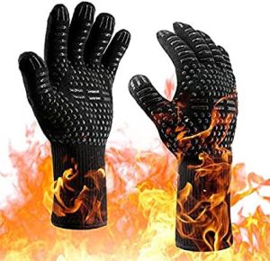 1 Pair Oven Gloves Oven Mitts Heat Resistant Fireproof Non-Slip Silicone BBQ Grill Gloves for Cooking Barbecue Baking