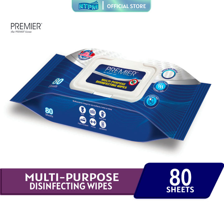 PREMIER MultiPurpose Disinfecting Wipes 80s x 1Pkt Lazada