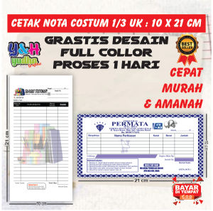 Min. 3 Buku Nota Custom 1/3 Gratis Desain dan Logo Untuk Bengkel Laundry Toko Y&H Yudha Grafika