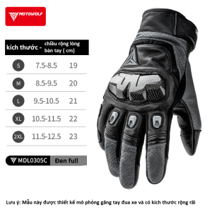 Găng Tay Da Cừu Motowolf Có Gù Carbon Cho Người Đi Xe Máy- Chính Hãng Motowolf MDL 0305C.