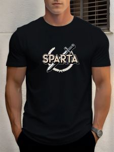 T Shirts For Men Spartan 100% Cotton Graphic Printing Summer Round Neck T-Shirt Casual Breathable Street Style Daily Top