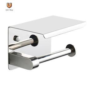 Stainless Steel Toilet Paper Holder with Phone Holder Roll Paper Dispenser Multifunctional Paper Towel Stand for Bathroom Washroom [Ueb Shop]
