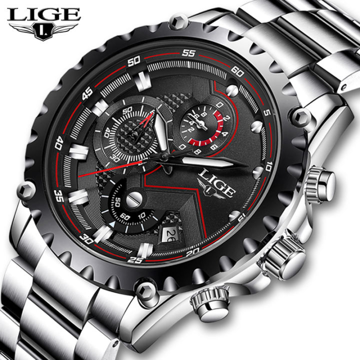 LIGE Brand Men's Fashion Watches Men Sport Waterproof Quartz