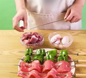 10/20 PCS BBQ Skewer Reusable Stainless Steel Barbecue Grilling Wooden Handle Kebab Stick BBQ Tools Camping Accessories