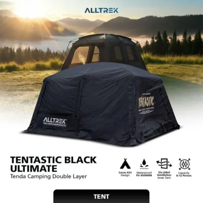 ALLTREK Tenda Camping TENTASTIC BLACK Outdoor 1 Bedroom + 1 Guest Room Waterproof Tent - GOOTRACKING