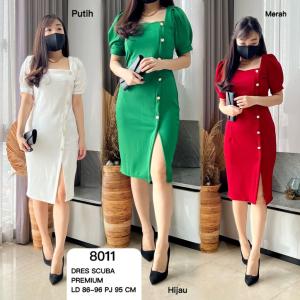 Dress Scuba 8011 Kancing Variasi Bahan Scuba Import Premium Realpic LD 80-96 PJ 95 CM