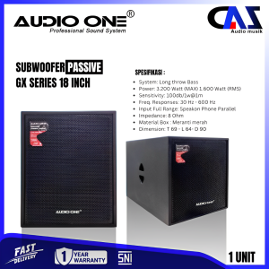Subwoofer Single Passive Audio One GX 118 Pasif 18 inch 1200watt Sound System Lapangan Bass | DMS
