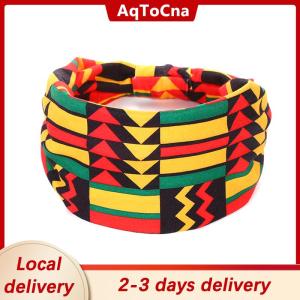 [COD] AqToCna Ship within 24 hours Fashion Cotton Stretch Headband African Pattern Print Twist Style Elastic Hair Band Wide Hairbands Bandana Turban Knot Headwrap