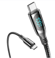 VENTION สายชาร์จ 2M COTTON BRAIDED USB 2.0 C MALE TO C MALE 5A CABLE WITH LED DISPLAY 2M BLACK ZINC ALLOY TYPE : TAYBH. 