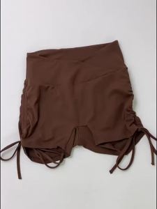 ขาสั้นฟิตเนสยกสะโพกสีพีช OzalCtree มีเชือกผูกเอวสูงสำหรับผู้หญิง กางเกงกีฬาที่ระบายอากาศได้ดี กางเกงโยคะรัดรูป