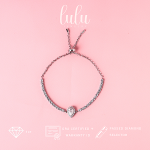 Lulu Moissanite Jewelry - Gelang Adjust Berlian Moissanite 1 Carat Lapis Emas 18K - Amy Pear Cut Moissanite Adjustable Bracelet 1CT Sertifikat GRA