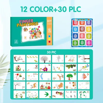 24 Colors Kids Finger Painting Kit Early Education Toys Non-Toxic Washable Kids Painting Set Graffiti Creative Gift
